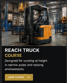 Reach truck operating in a warehouse